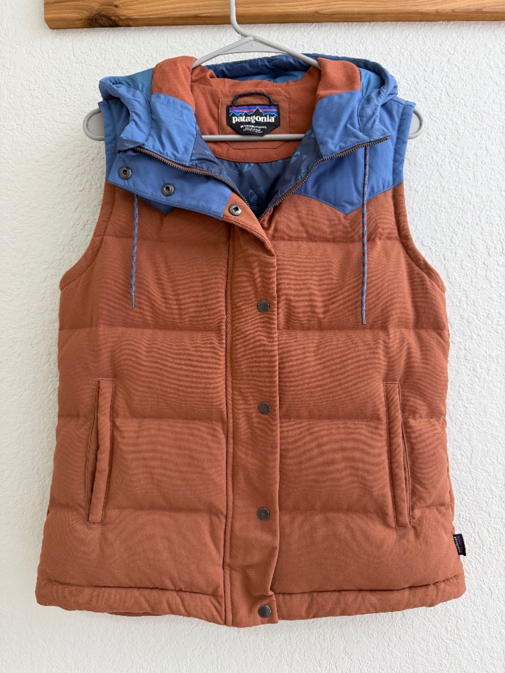 Patagonia W's Bivy Hooded Vest, Brown/Blue